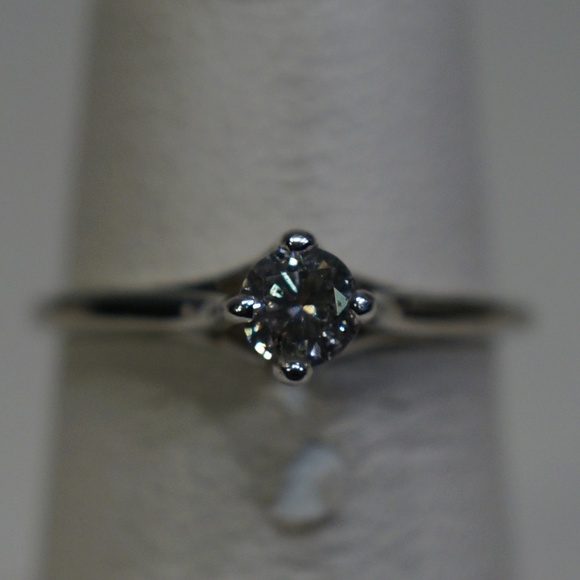 14KW Gold Solitaire Genuine Diamond Ring